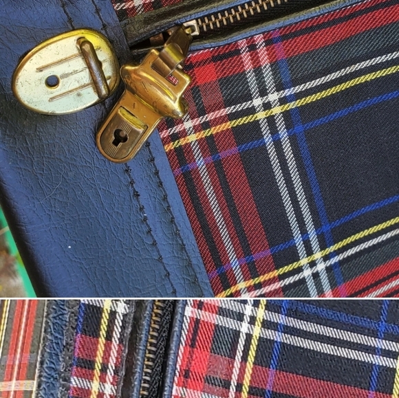 Vintage‎ 1960s plaid carry on suitcase - Picture 7 of 15